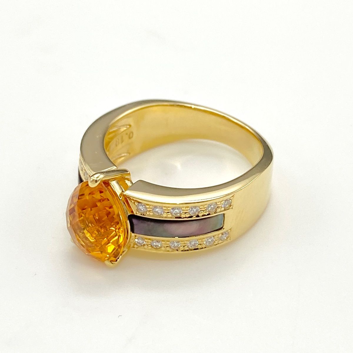 TASAKI タサキ シトリン ホワイトシェル ダイヤモンド リング指輪 K18