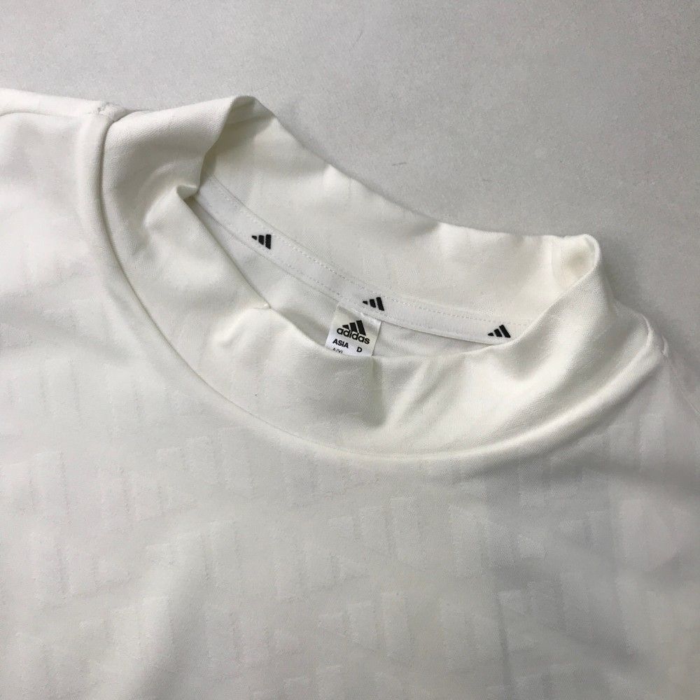 サイズ：2XL ADIDAS GOLF アディダスゴルフ IN9059 2024年モデル ハイネック 半袖Tシャツ ロゴ 総柄 ホワイト系 [240101456156] ゴルフウェア メンズ ストスト サイズ：2XL ADIDAS GOLF アディダスゴルフ IN9059 2024年モデル