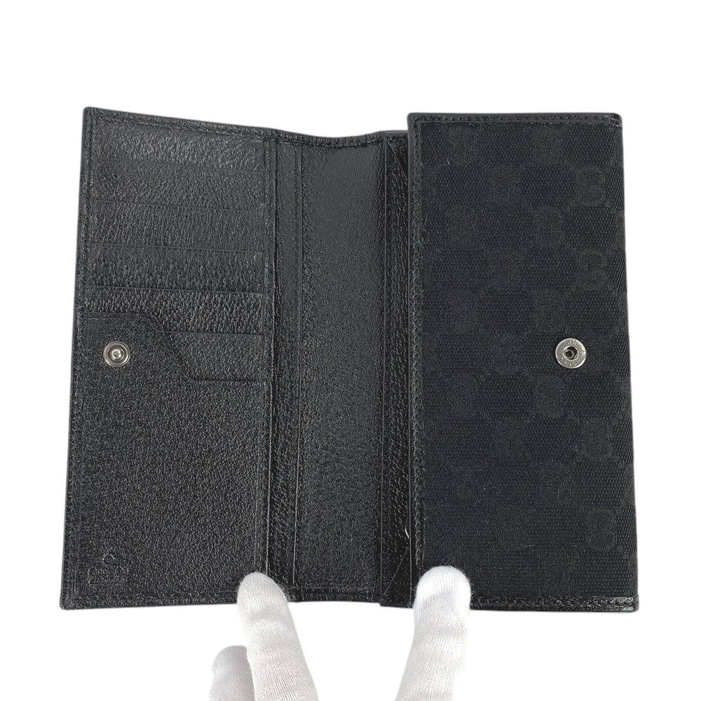 ■新同■　グッチ 長財布 GG キャンバス ブラック 黒 244946 【215438】★ □新同□ グッチ 長財布 GG キャンバス ブラック 黒 244946 【215438