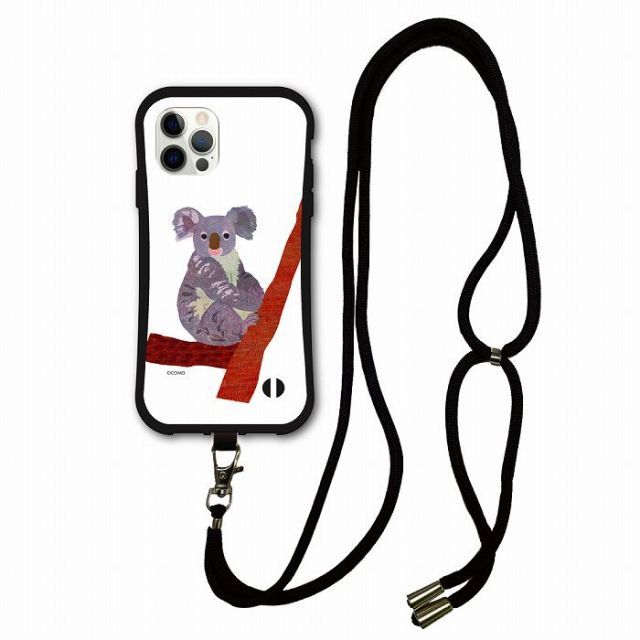 [iPhone14 Pro] iPhone15 Plus i-coronケース スマホショルダー付 アニマル柄 動物 アイフォン 14 Pro 13 Mini 12 11 SE 第2世代 スマホケース ショルダーストラップ 肩掛け コアラ スマイル