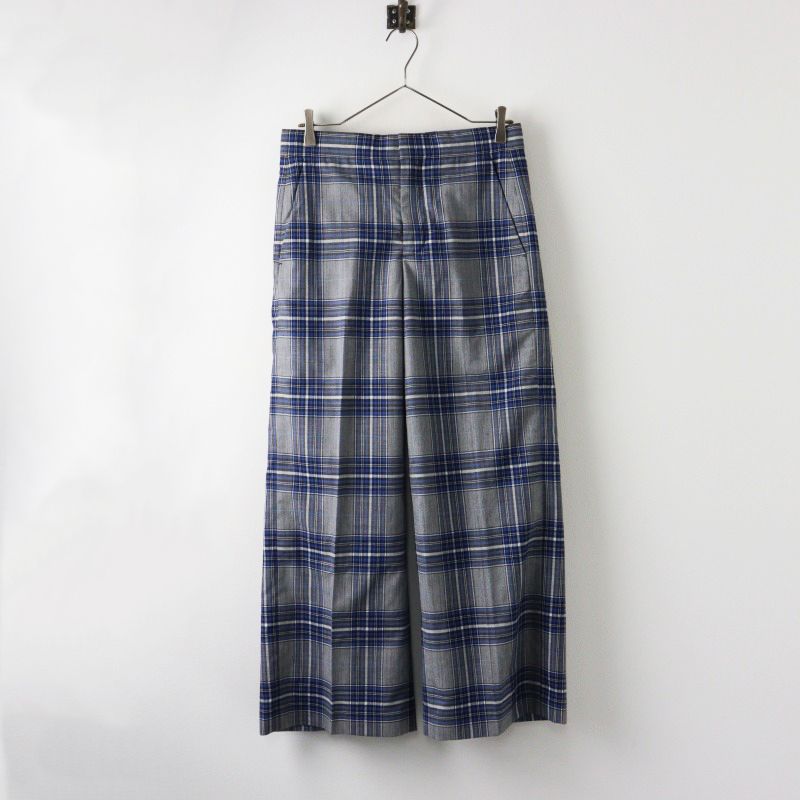 美品 ドゥロワー Drawer ウールチェックワイドパンツ 38/グレー