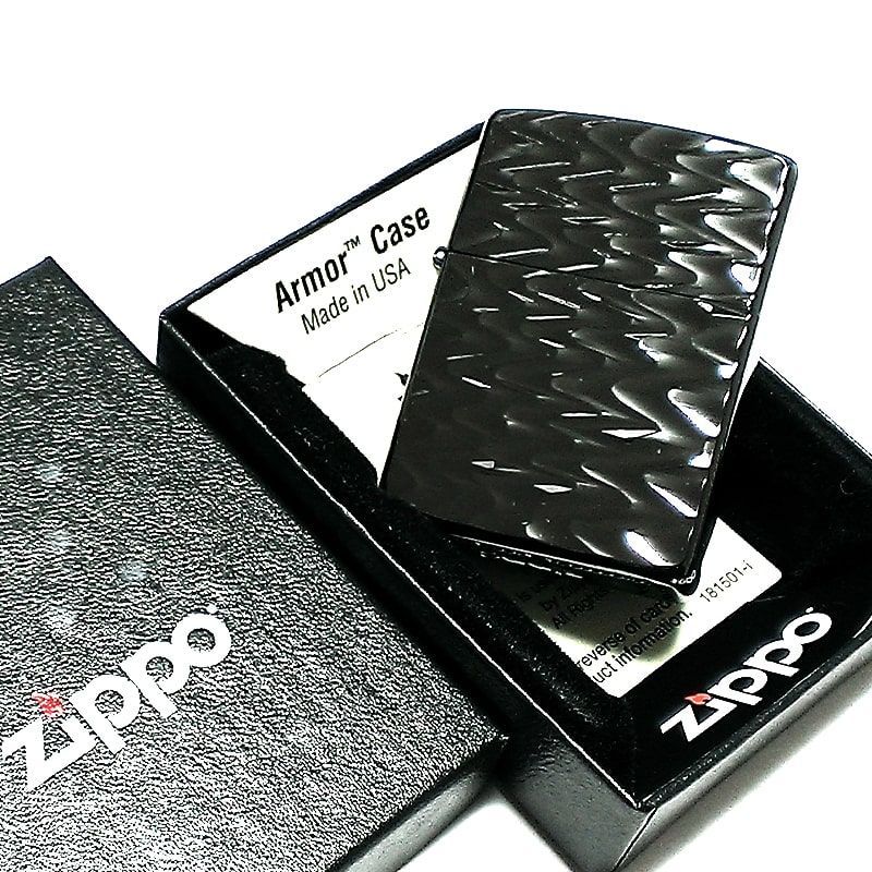 ZIPPO アーマー ブラックチタン リップ 両面加工 ジッポ ライター チタン加工 彫刻 ウェーブ 黒 重厚 おしゃれ かっこいい 高級 メンズ  ギフト プレゼント - メルカリ