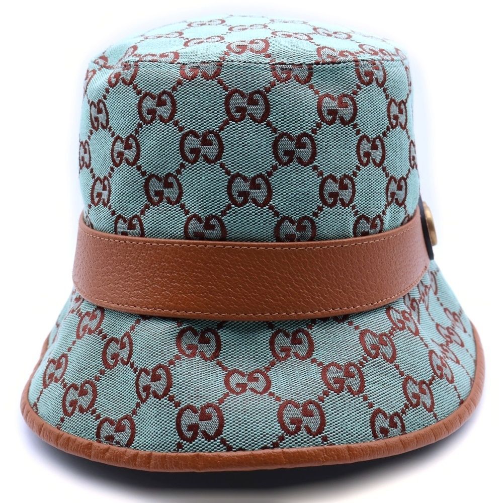 GUCCI (グッチ) GGキャンバス バケットハット 帽子 ライトブルー