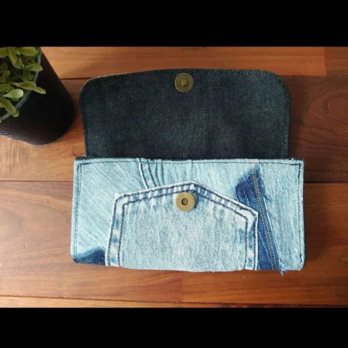 専用❕No.599【chemicalDENIM✖️stripe Longwallet】デニムリメイク長