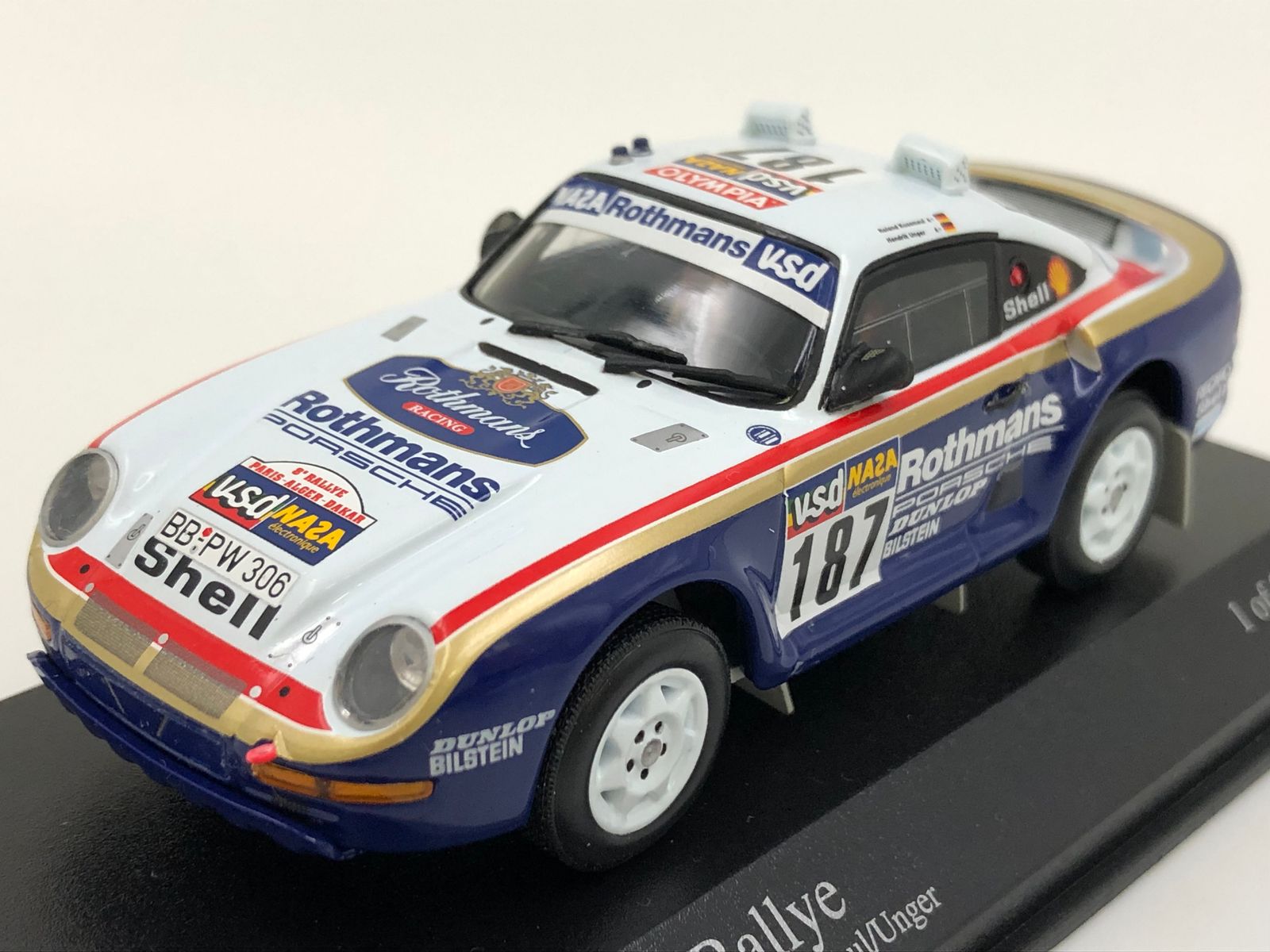 ♪) MINICHAMPS 1/43 Porsche 959 Rallye Paris-Dakar 1986 DUNLOP