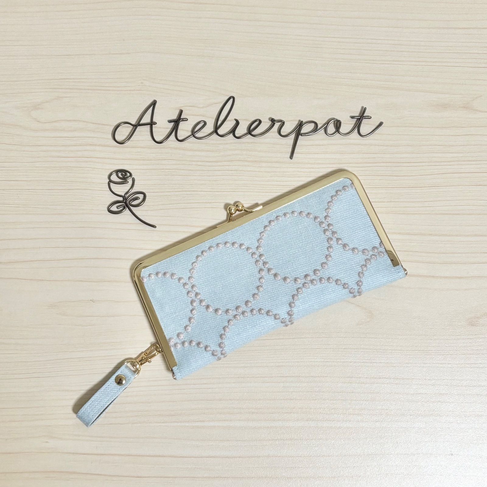 ☆ミナペルホネン☆tambourine lightblueのがま口財布☆持手付 - メルカリ