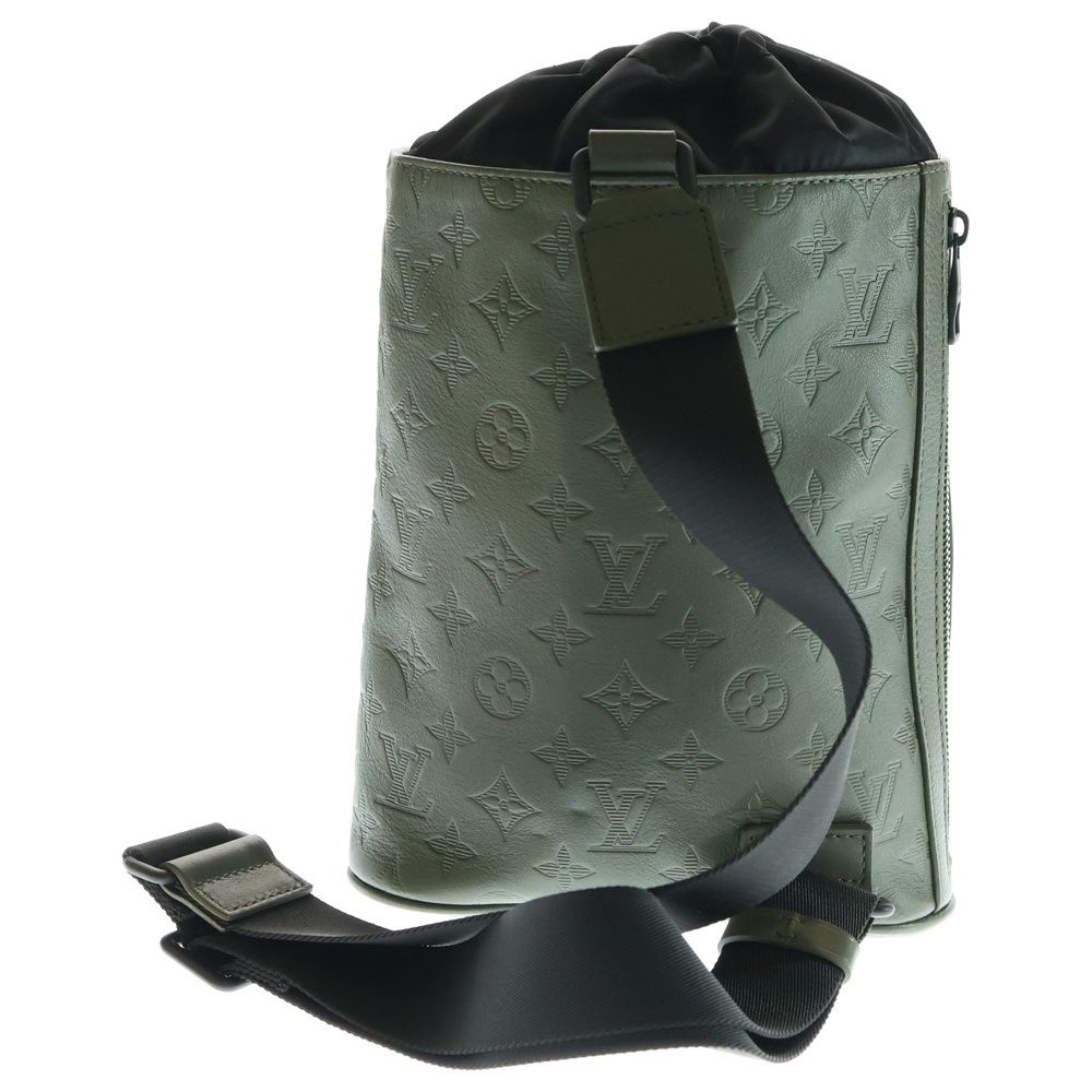 LOUIS VUITTON ルイヴィトン モノグラムシャドウ チョークスリングバッグ ウエストバッグ ボディバッグ ショルダーバッグ ダークグリーン レザー ブラック金具 M44634