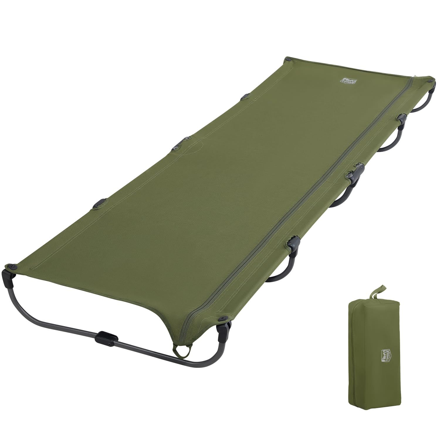 TIMBER RIDGE キャンプコット 軽量2.9kg 数秒セットアップ 折りたたみ 一体式 アルミ スチール製 耐荷重102kg L190.5*W66*H15.5cm キャンプベッド きしみ音ない コンパクト テントコット 持ち運び アウトドア
