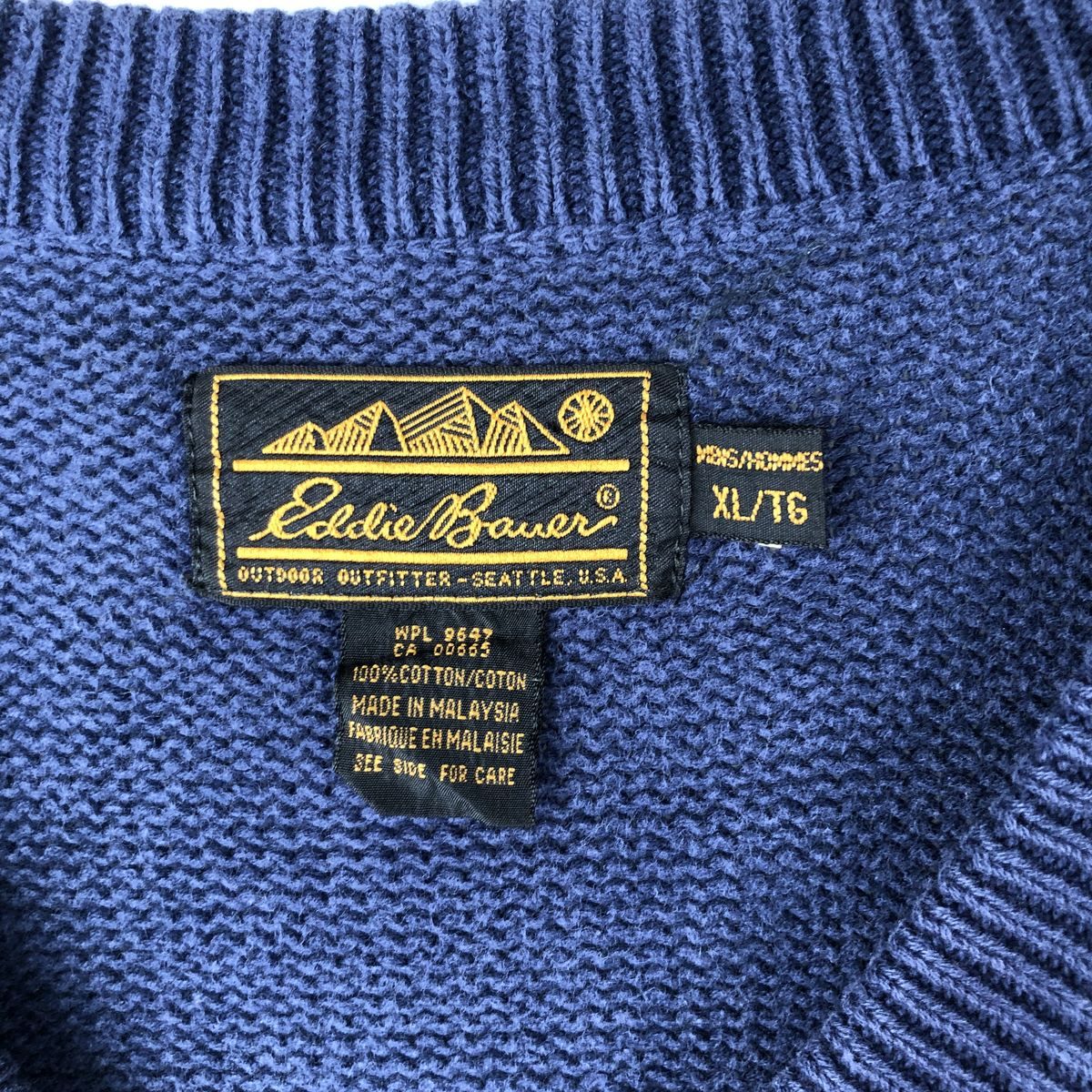 古着 80~90年代 エディーバウアー Eddie Bauer 黒タグ Vネック 