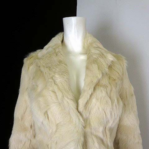 ピンキー-ダイアン ピンダイ PINKY-DIANNE ゴート ファー ジャケット 毛皮 リアルファー 長袖 M 38 アイボリー