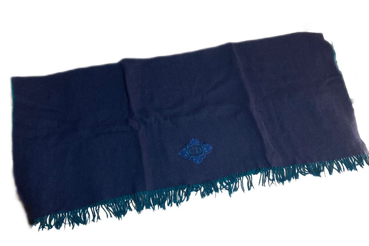 Christian Dior ☆ ウール ブランケット ネイビー グリーン 大判 135