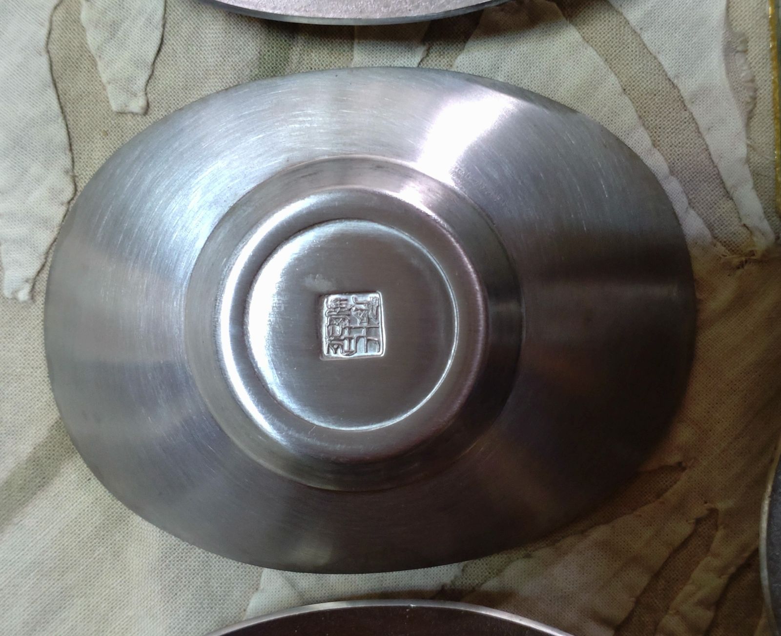 茶托 白銀製 煎茶用五客揃い 煎茶道具 瑞峯堂 白銀製 木瓜