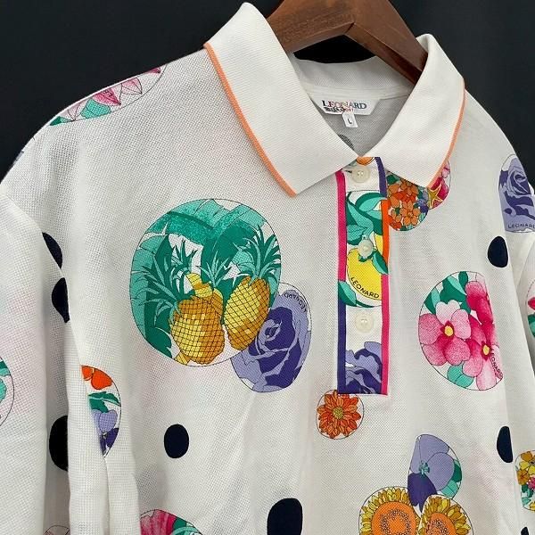 snc レオナールスポーツ LEONARD SPORT ポロシャツ L 白 マルチ 半袖