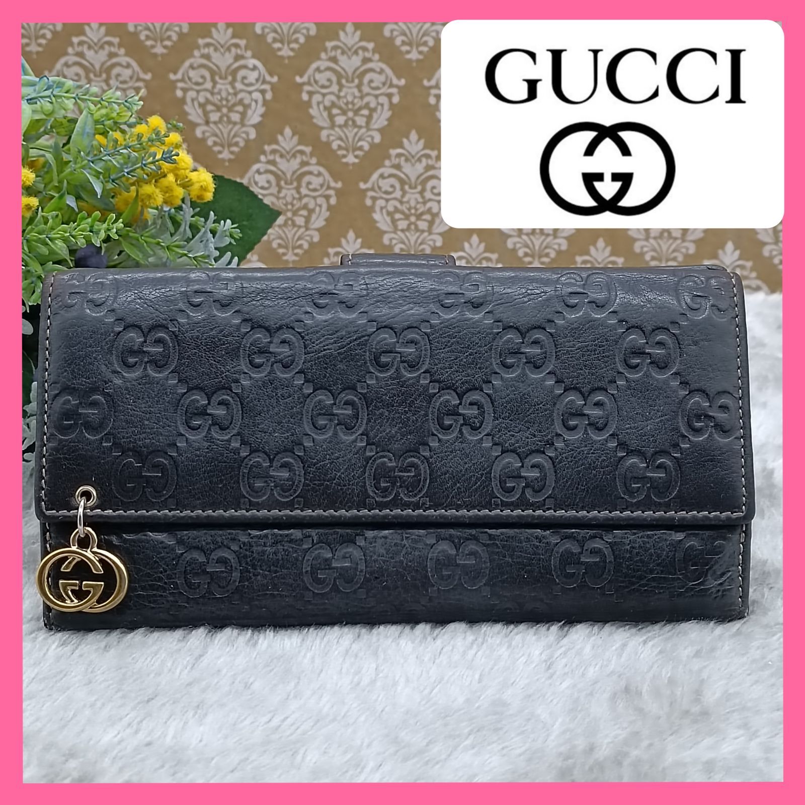 GUCCI 》 グッチ 長財布 シマレザー GGシマレザー ロングウォレット W 