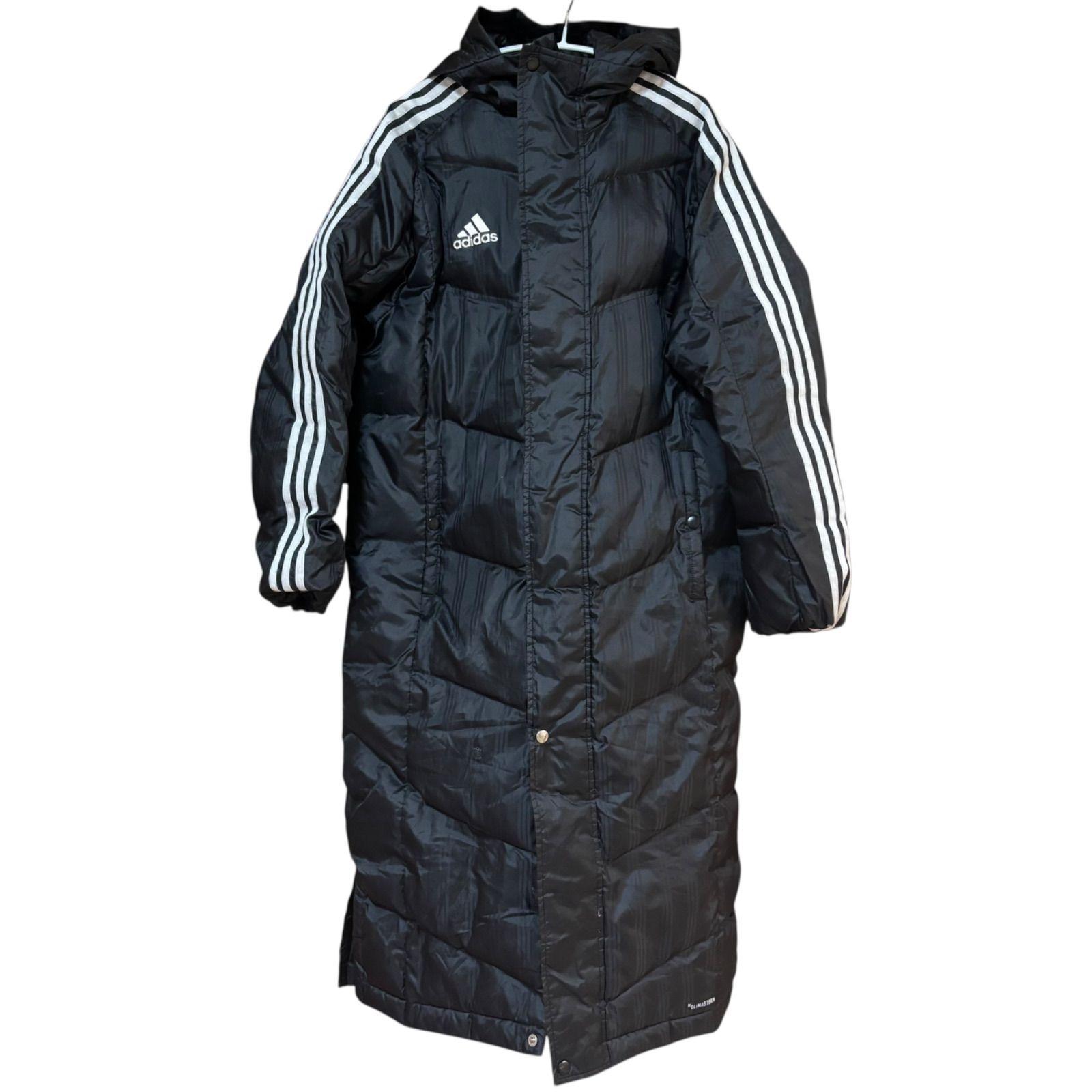 adidas ロングダウンジャケット S ブラック　ベンチコート　アディダス adidas ロングダウンジャケット S ブラック ベンチコート アディダス