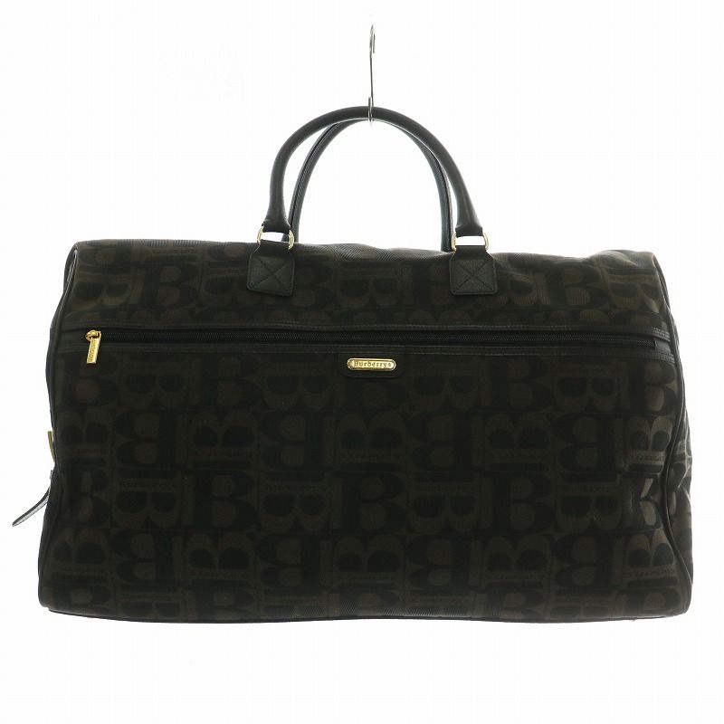 バーバリーズ Burberrys ヴィンテージ ボストンバッグ ショルダー 2WAY キャンバス レザー ロゴ 総柄 ゴールド金具 茶色 ブラウン |XZ GY18