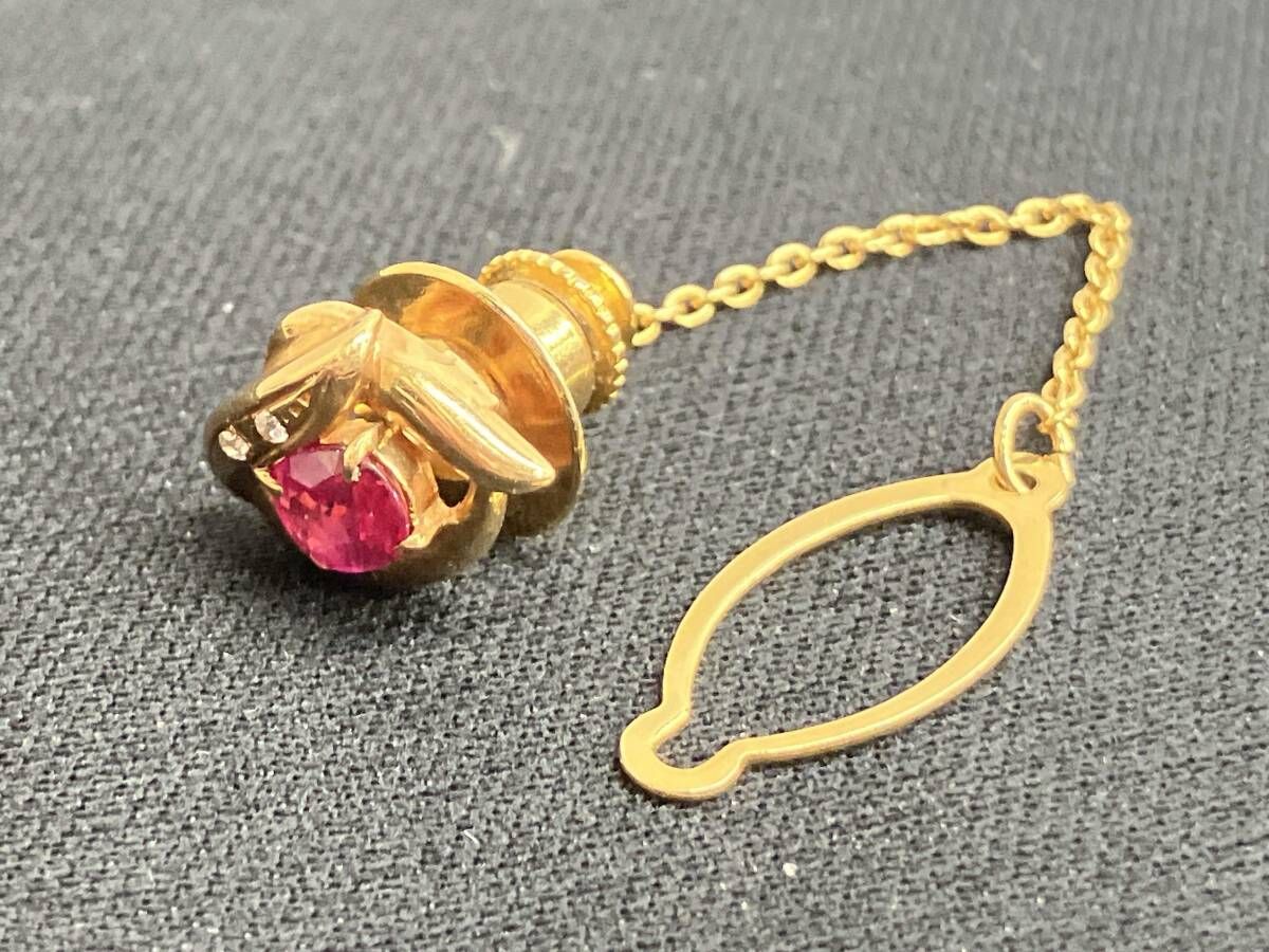 K18 イエローゴールド 天然サファイア 総重量 1.4g タイタック メンズアクセサリー ソーティング付き