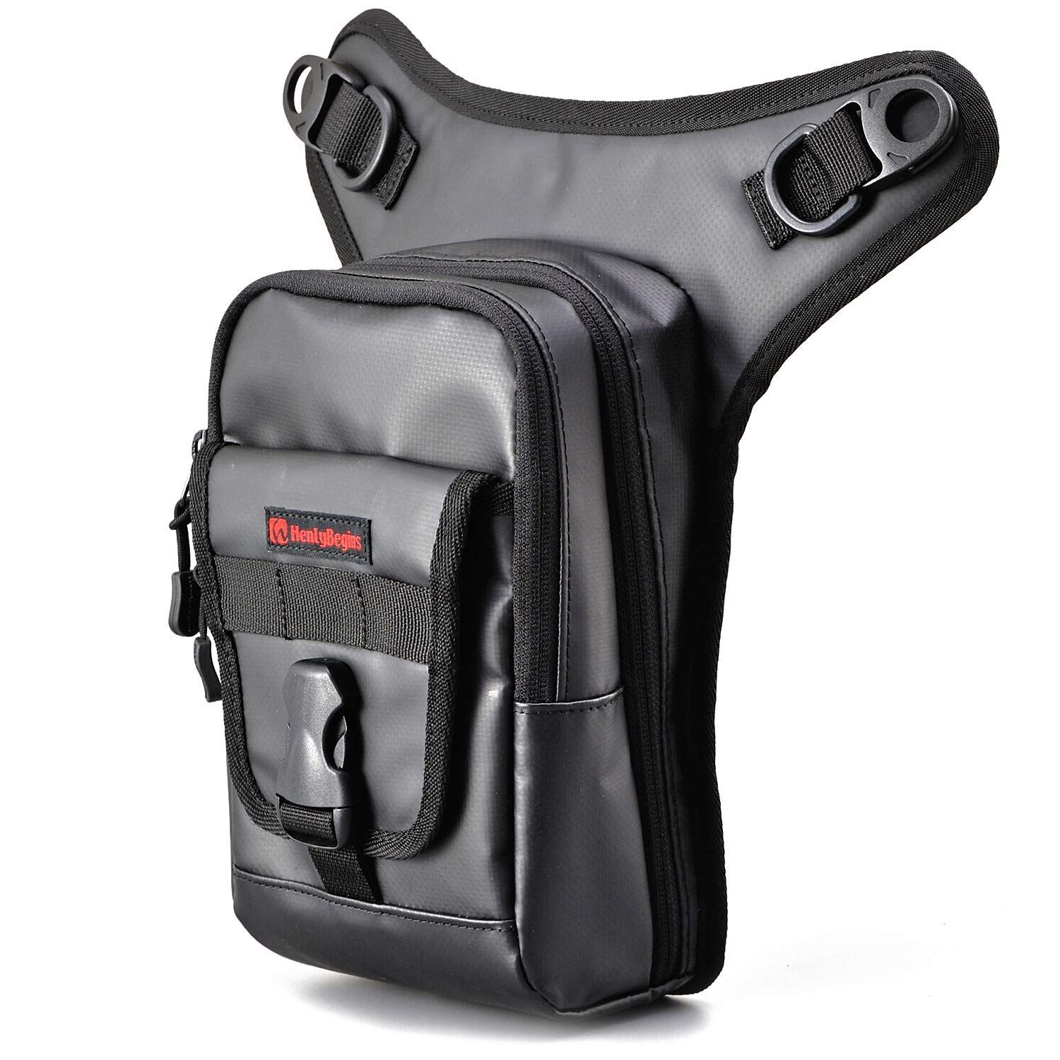 【在庫処分】ヘンリービギンズ(Henly Begins) デイトナ バイク用 レッグバッグ 1.5L ターポリン ペットボトル収納可 3室構造 ホルスターバッグ3 DH-730 ブラック 98660