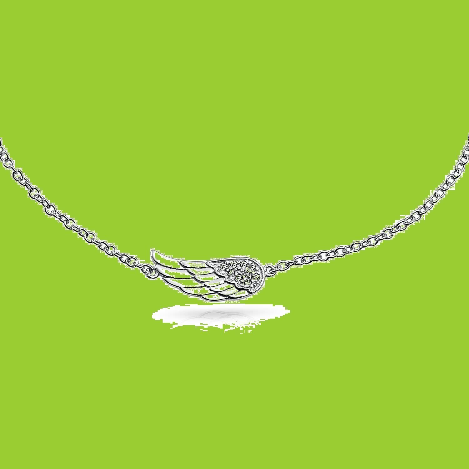 色:シルバーBling Jewelry 繊細な CZ 天使の翼の羽の Ank