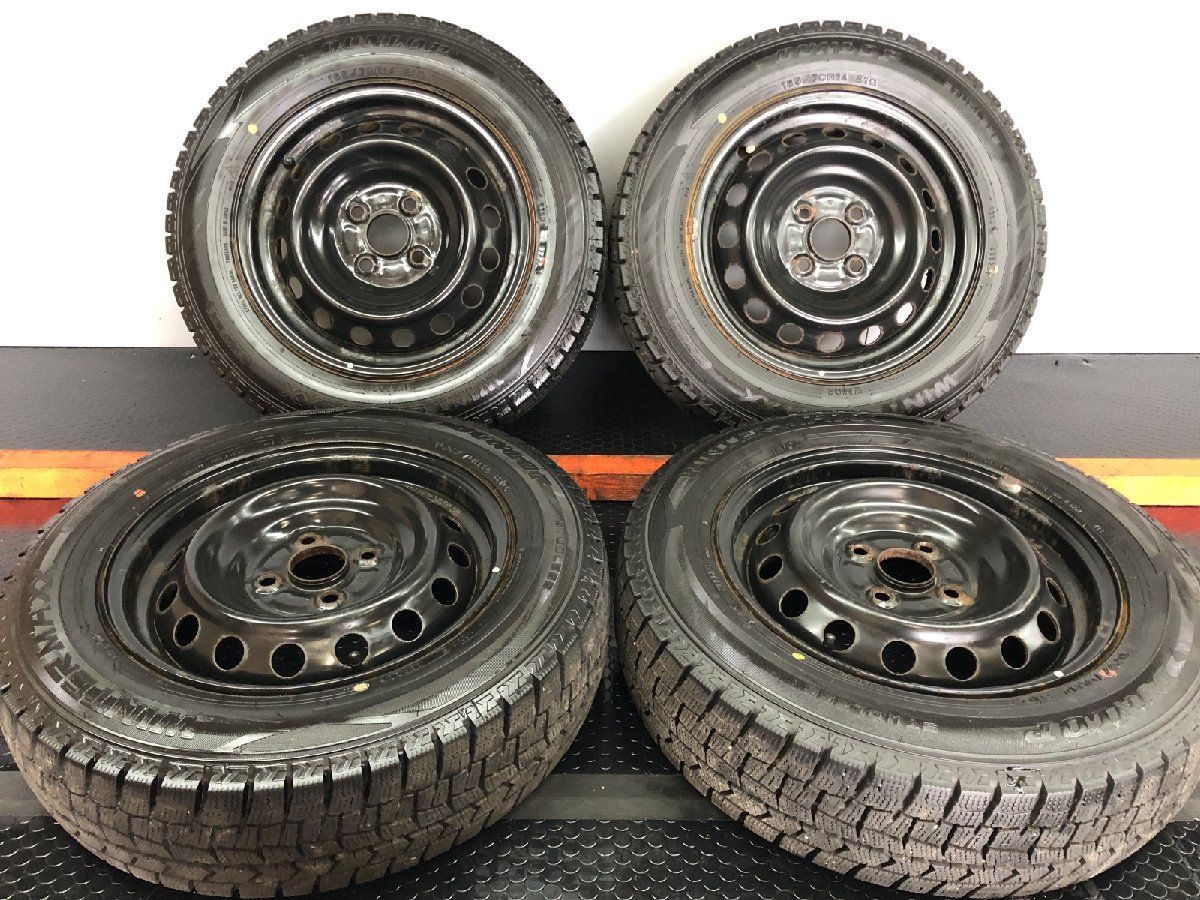 DUNLOP WM02 165|70R14 スタッドレス トヨタ 純正ホイール 14インチ 5J4HPCD100 ハブ径54mm 22年製 バリ溝 ヴィッツ等 STD033