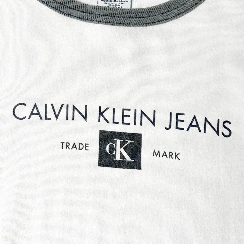 90s Calvin Klein Jeans ロゴ プリント 半袖 リンガー Tシャツ