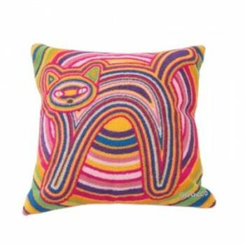 gnocco(ニョッコ) さがら刺繍クッション ピンク 猫 約41×41cm CU21-CT-2PK