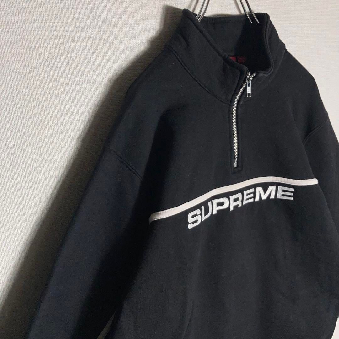 SUPREME スウェット ハーフジップ 刺繍ロゴ 黒 L. SUPREME スウェット ハーフジップ 刺繍ロゴ 黒 L - メルカリ