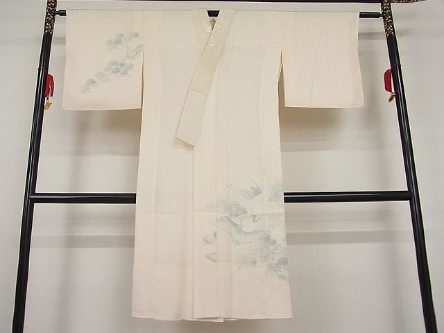 平和屋-こころ店■上質なお召　単衣　草花文　正絹　逸品　AAAG6201Bcy