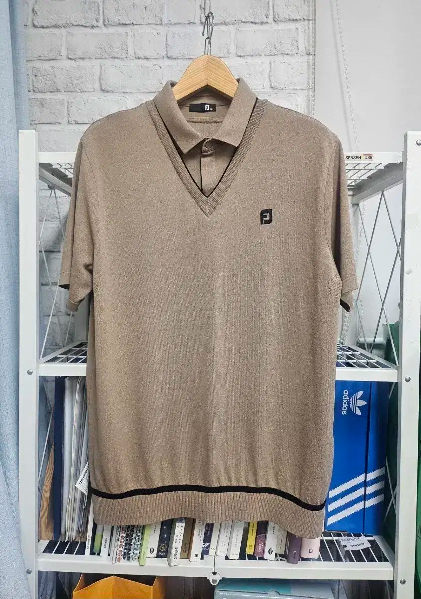 FootJoy フットジョイ メンズ ニット ゴルフショートスリーブ T シャツ 110 V 首 レイヤード ショートスリーブカラー ML78