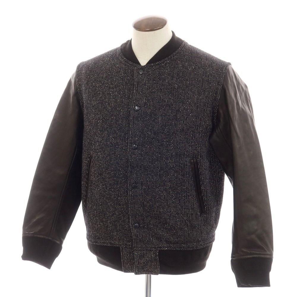 【中古】フリーマンズスポーティングクラブ FREEMANS SPORTING CLUB × Brown's BEACH JACKET ウールコットン ホースレザー スタジャン ブラック【サイズ40】【メンズ】