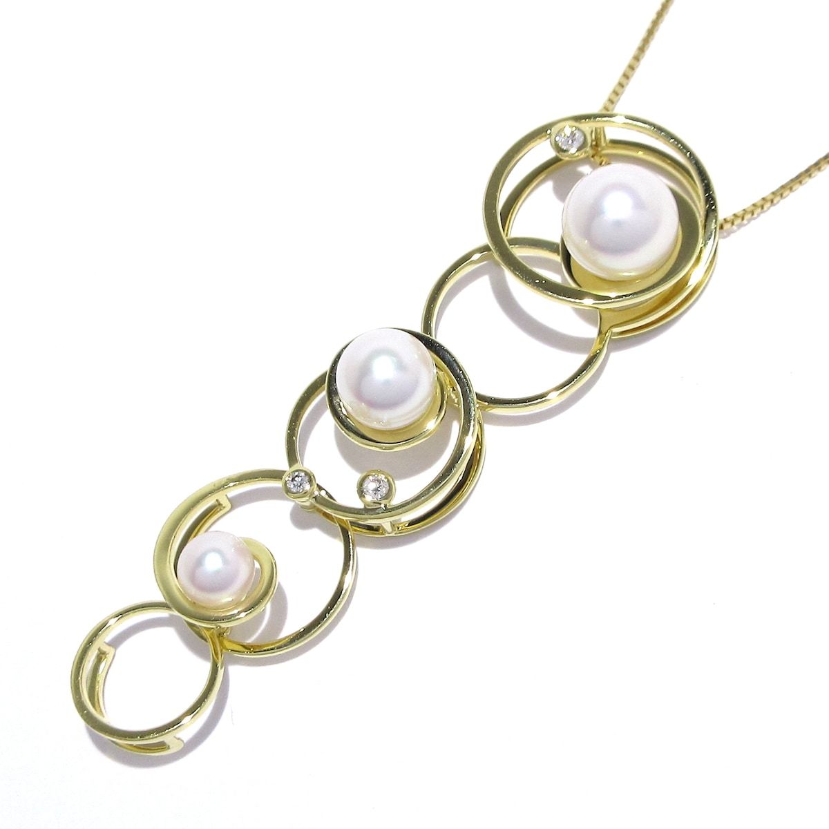 田崎真珠|TASAKI タサキシンジュ ネックレス インバイティング エニーマ P-15340 K18YG×ダイヤモンド×アコヤパール