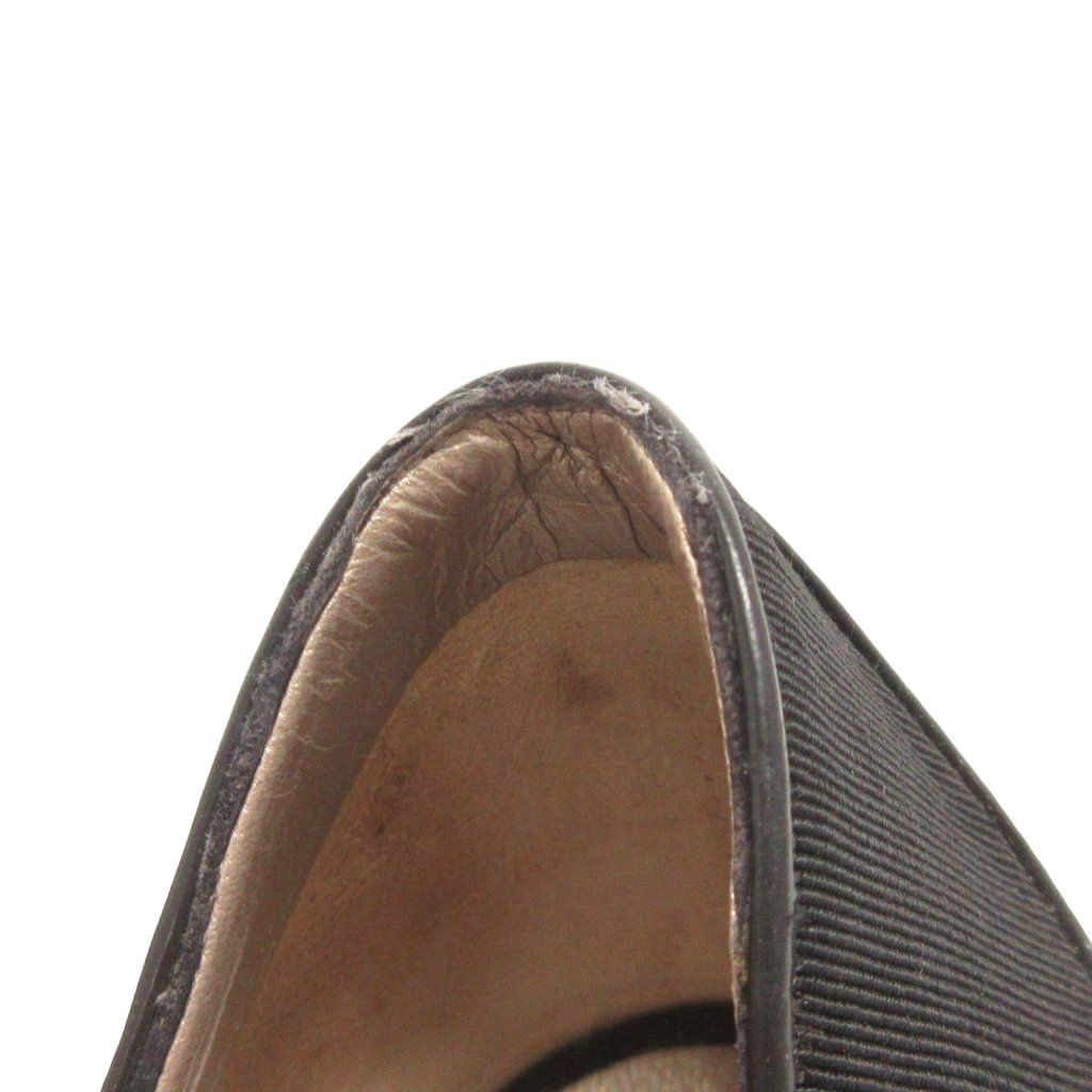  サルヴァトーレフェラガモ Salvatore Ferragamo ヴァラ パンプス オープントゥ エナメル リボン ヒール 黒 ブラック 6 サンダル サンダル ミュール