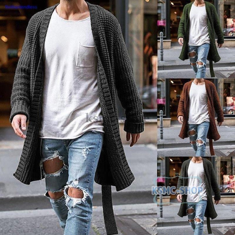 カーディガン コート メンズ ロング丈 40代 羽織 大きいサイズ 黒 ニット ジャケット パーカー コーディガン 長袖 秋冬 通勤 無地 3色