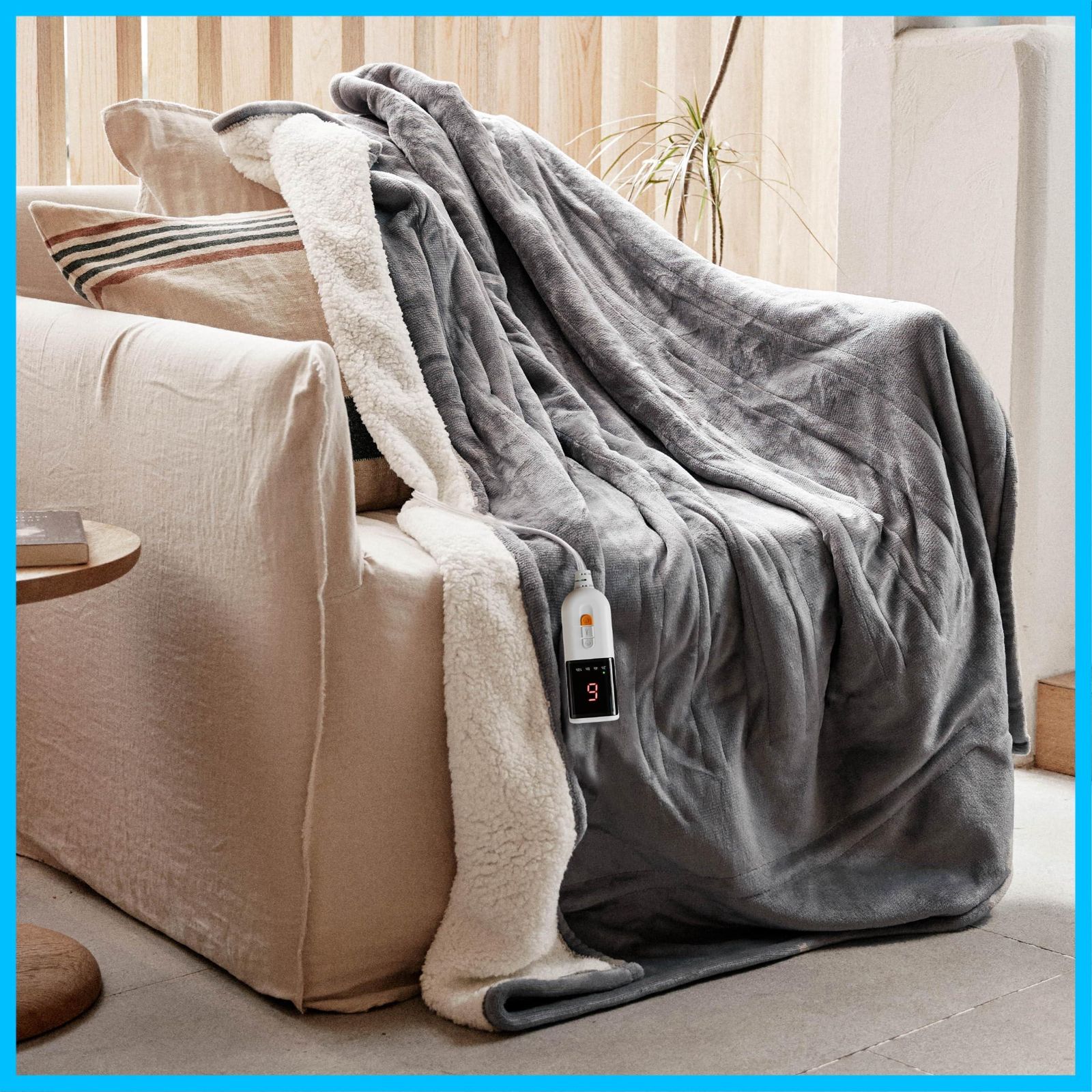 数量 掛け敷き兼用 - 180×130cm 電気毛布 フランネル電気ブランケット 6段階温度調整 10時間自動停止タイマー付 速暖 GOTCOZY 節電 丸洗い 暖房器具 防寒対策 グレー