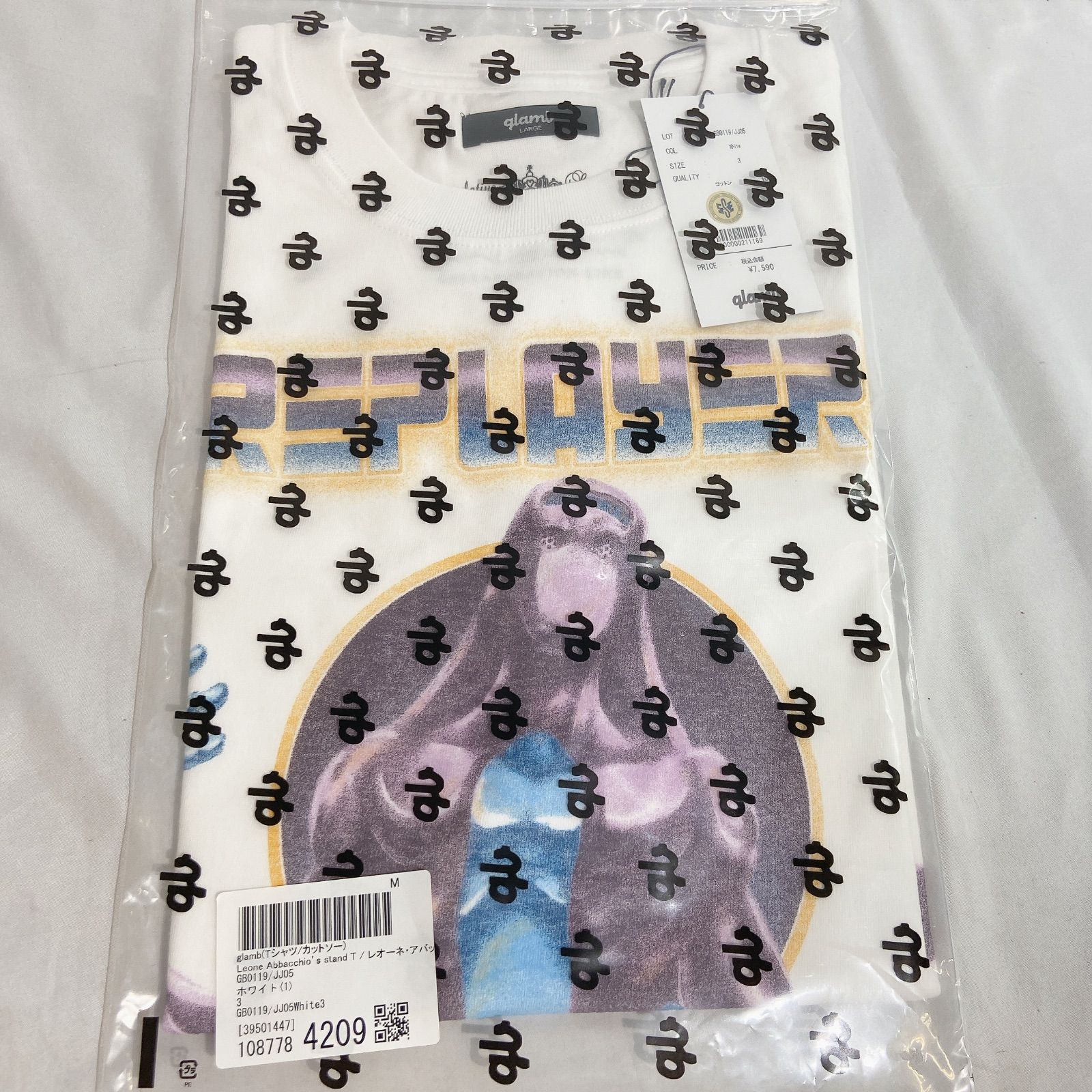 未使用品】GB0119/JJ05 : Leone Abbacchio's stand T/レオーネ・アバッキオズスタンドTシャツ 3サイズ ホワイト  - メルカリ