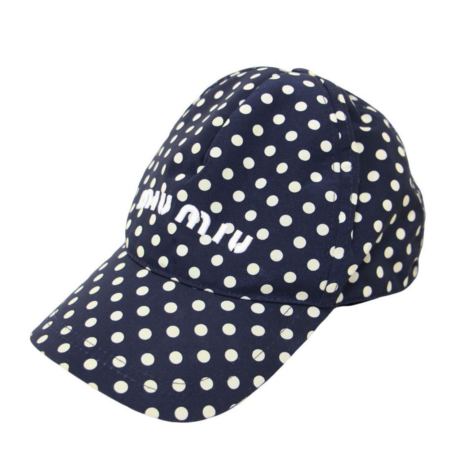 miu miu ブラック キャップ ドットリボン付き miu MIUMIU ミュウミュウ
