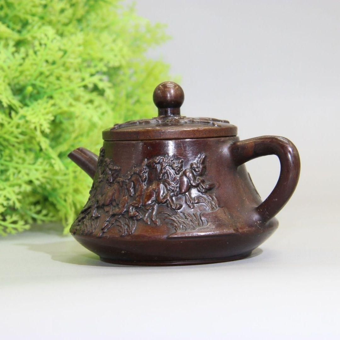 銅壺 八駿図茶壺 徳利 茶道具 煎茶道具 装飾品 工芸品 置物