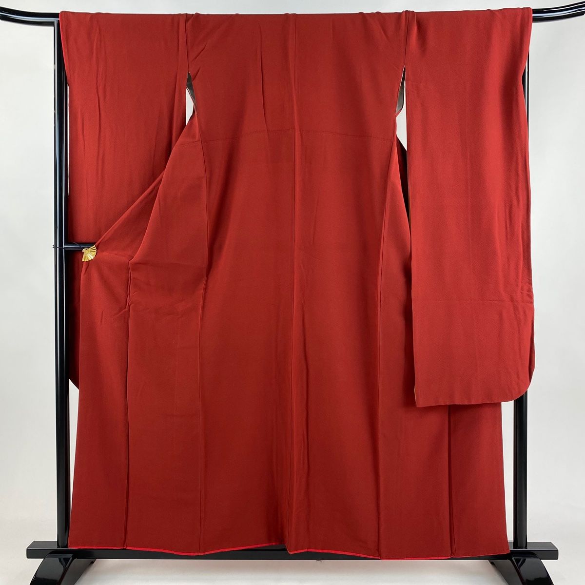 振袖 身丈155.5cm 裄丈67cm M 袷 朱色 正絹 名品