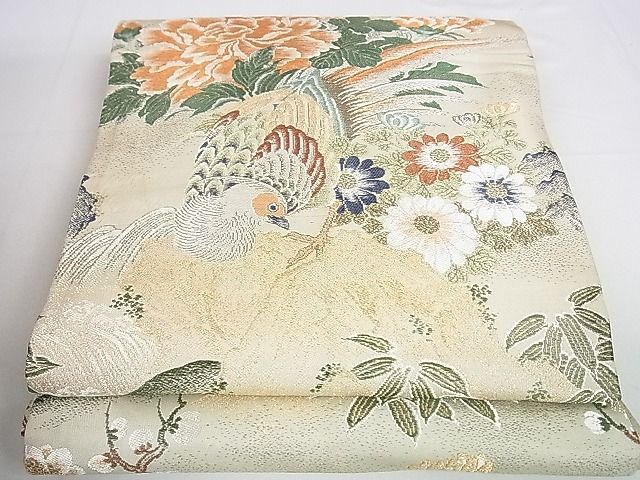 平和屋2◎アンティーク 大正ロマン 丸帯 花鳥文 金糸 引き抜き帯 逸品 DAAE1028cf - メルカリ