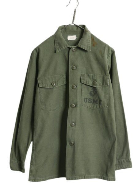 70s米軍 OG-107ユーティリティシャツ USMC ミリタリー アメリカ軍 お得なクーポン配布中!】 70s 米軍実物 USMC コットン サテン