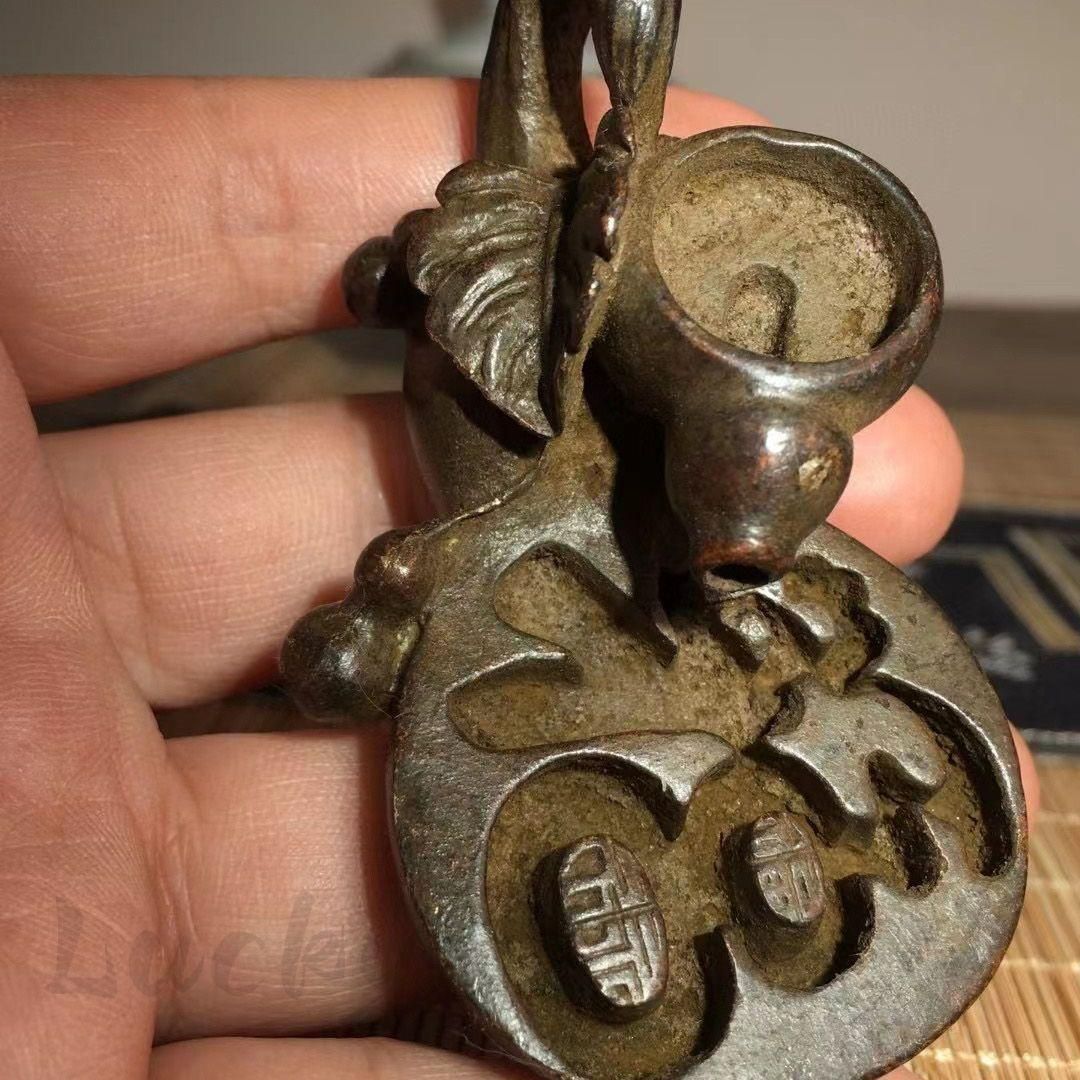 銅制 瓢?福字倒流香炉 時来運転香炉 茶道禅意 装飾品 工芸品