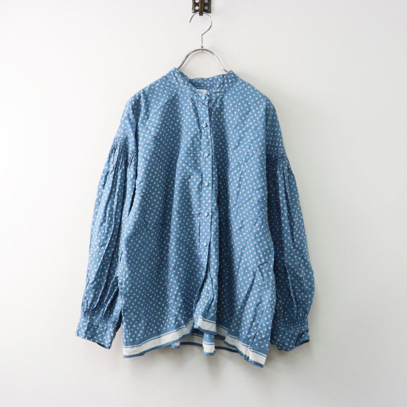 メゾンドソイル　ツリー柄　ピンタック　ブラウス　長袖　コットン100% 黒 maisondesoil,メゾンドソイル,khadi,インドカディ,カディー