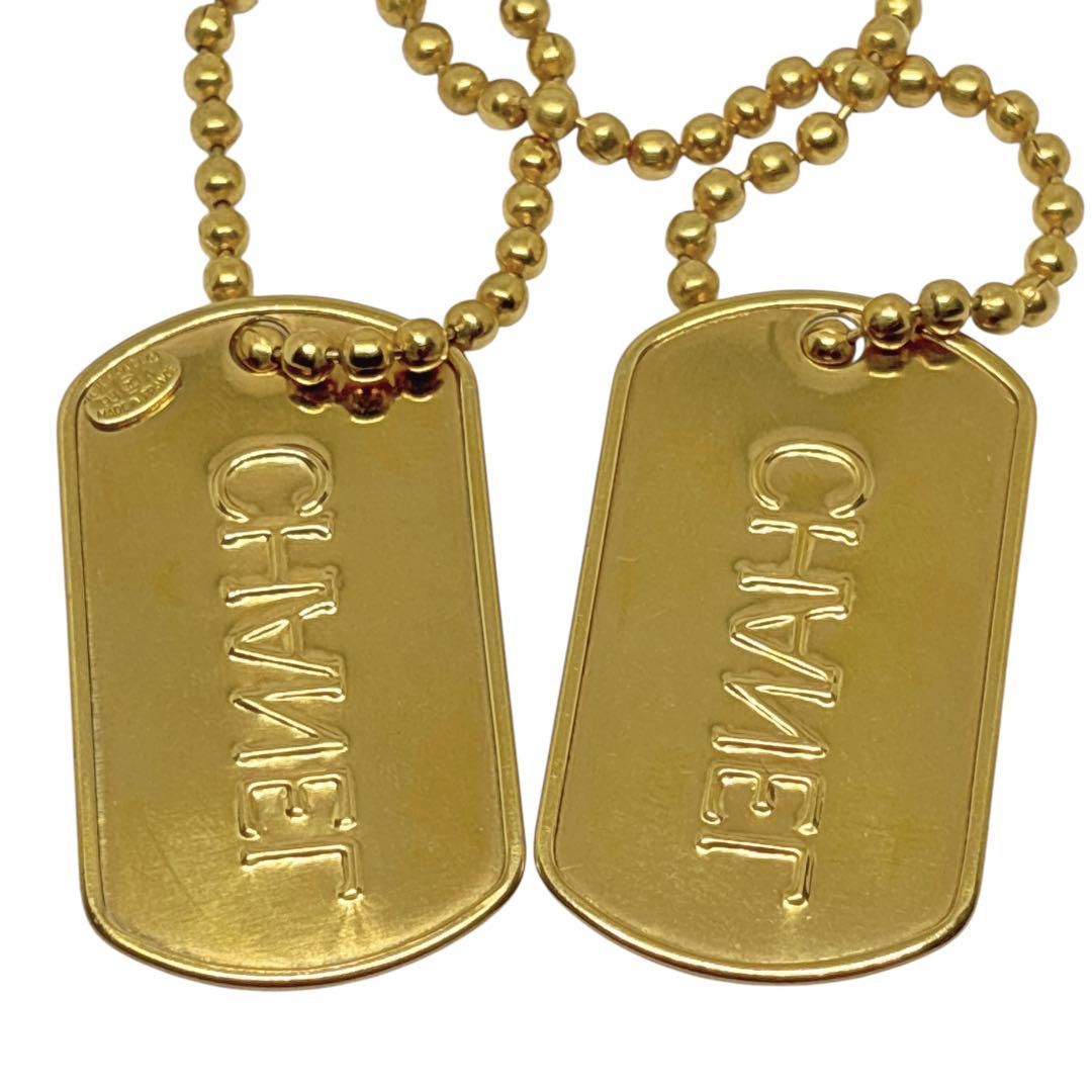 希少 レア CHANEL シャネル ネックレス ドッグタグ ロゴプレート