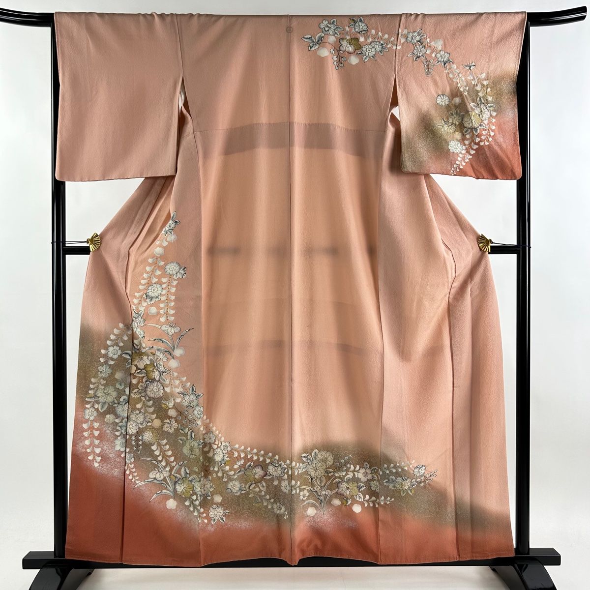 日本未入荷 訪問着 逸品 落款 辻が花 染分け ピンク 袷 身丈165cm 裄丈