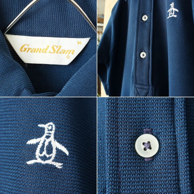 70s 80s USA製 Grand Slam MUNSINGWEAR ポリニット ポロシャツ メンズM