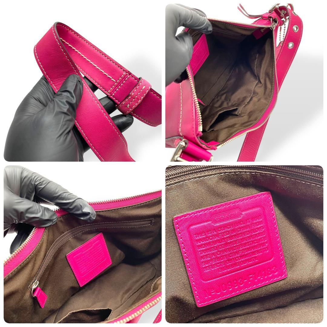 極美品　COACH コーチ　ショルダーバッグ　ピンク　本革　F14183 斜め掛 極美品 COACH コーチ ショルダーバッグ ピンク 本革 F14183 斜め