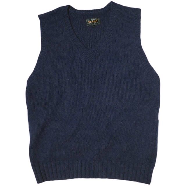 BEAMS PLUS ビームスプラス Military Knit Vest ミリタリーニットベスト 11-05-0090-048 M NAVY セーター Vネック プルオーバー トップス g16349