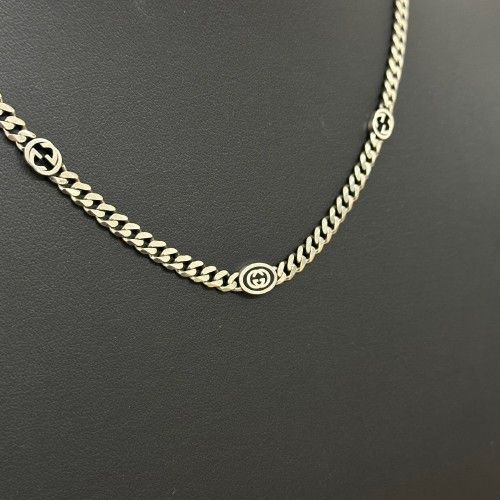 【美品】グッチ インターロッキング スリム ネックレス 678661 シルバー GUCCI】インターロッキングG スリムネックレス (GUCCI