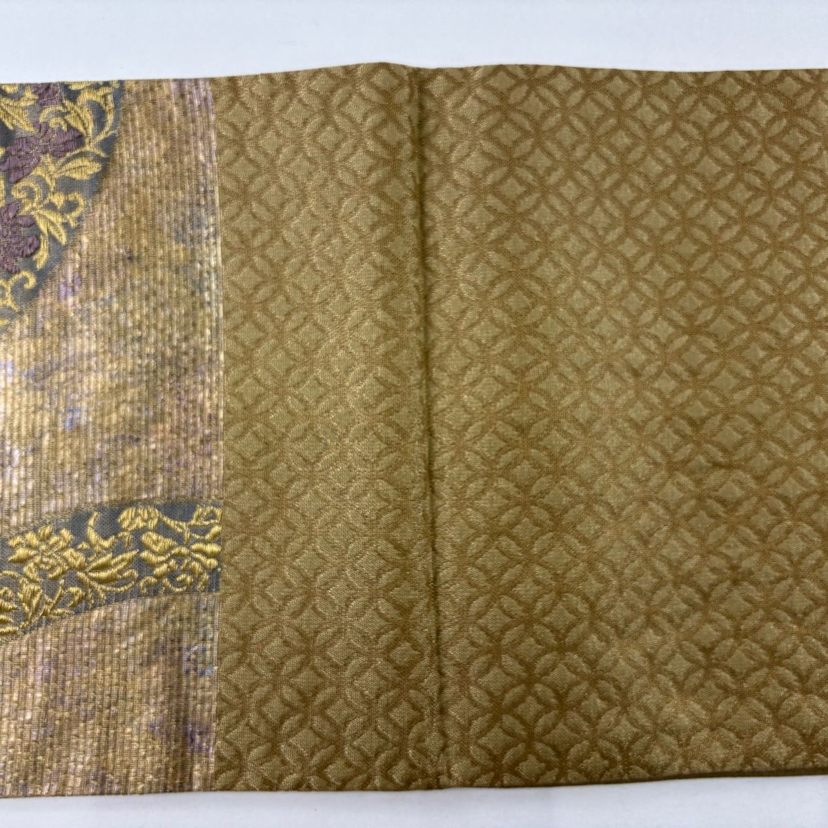 袋帯 美品 秀品 草花 花唐草 金彩 金糸 金色 六通 正絹 【中古