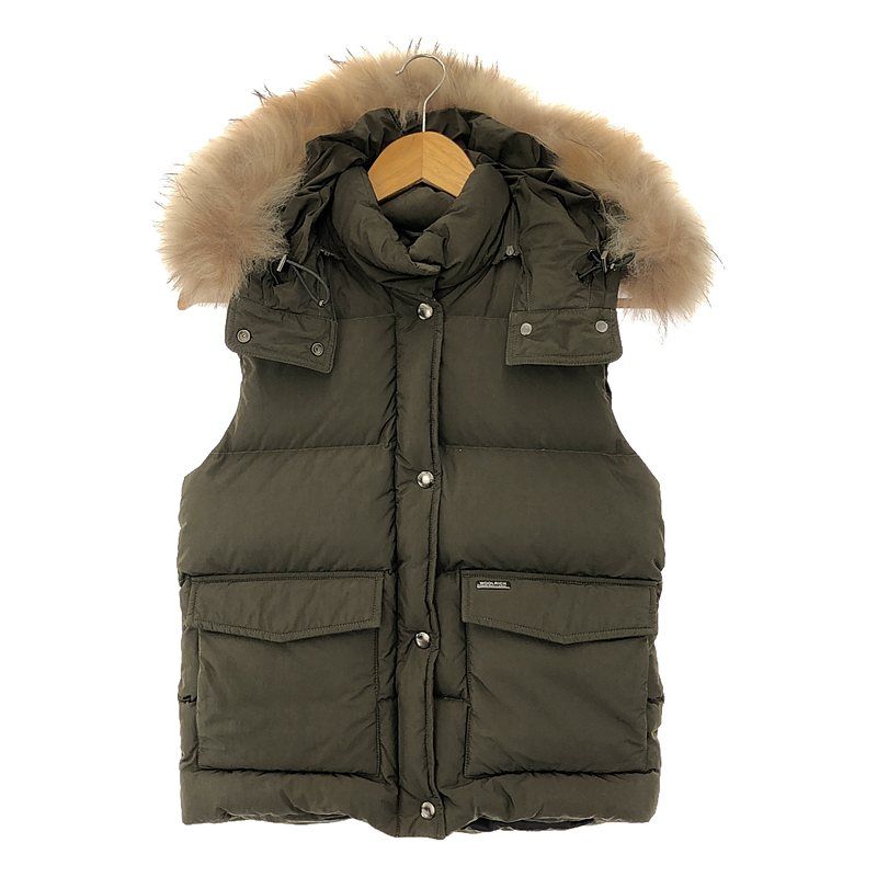 【美品】ウールリッチ ダウン ベストS カーキ WOOLRICH / ウールリッチ | ダウンベスト / 着脱可ファー・フード付き